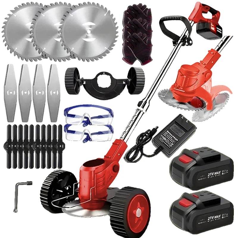 Cordless Portable Lawn Mower and Weeder With Two Lithium Batteries