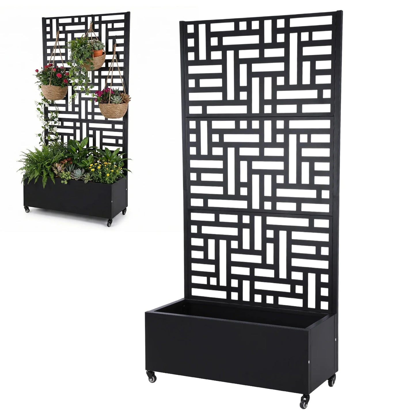 Plant Box With Metal Trellis Raised Garden Bed Privacy Planter
