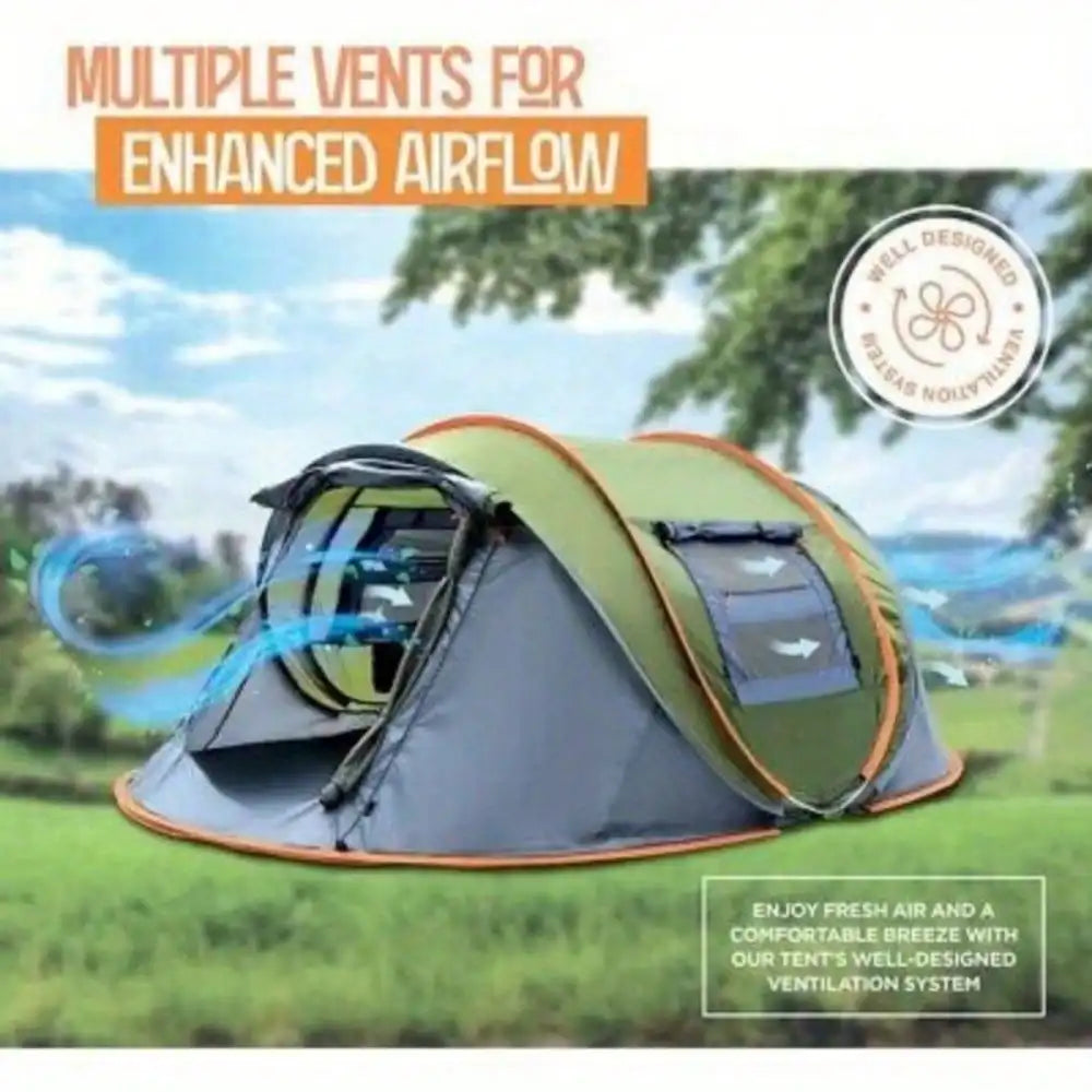 4 Person Pop Up Camping Tent Dual Doors UPF50 Waterproof