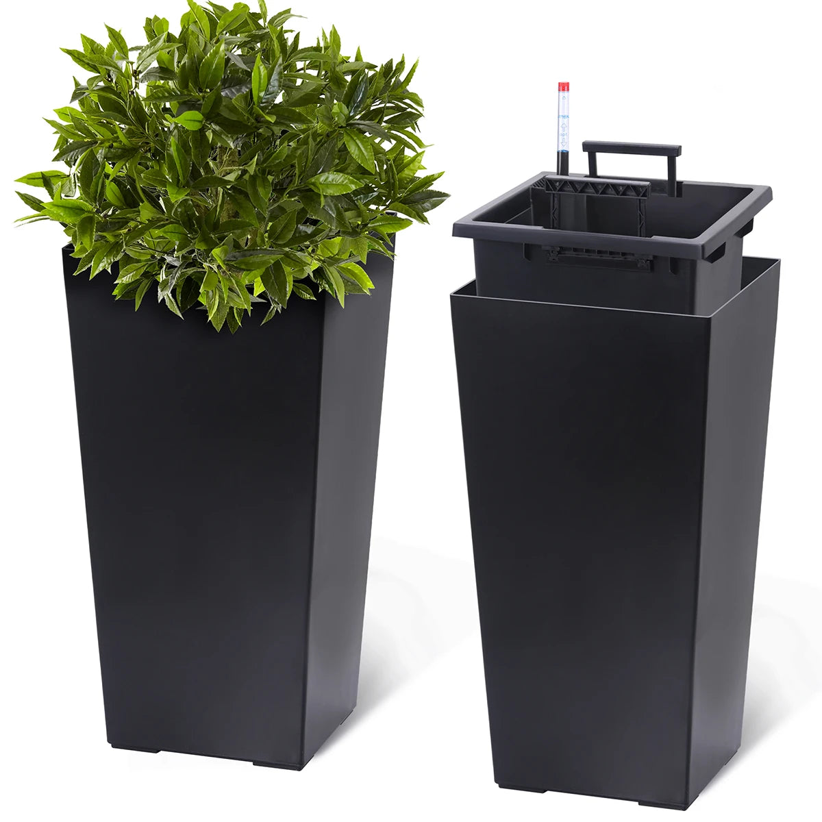 TWISTER.CK Rectangular Planters Set Of 2 With Drainage Holes