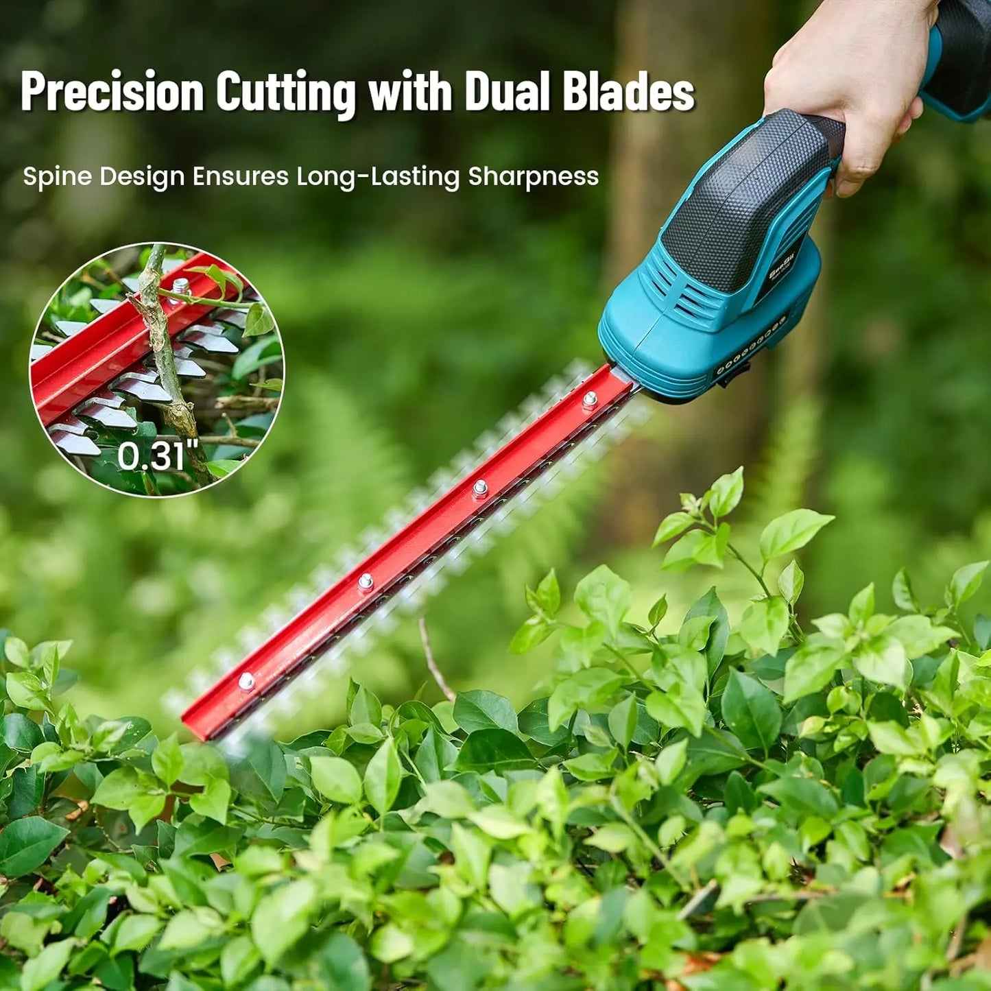 Seesii 3-In-1 Cordless Pole Hedge Trimmer With 21V Dual Batteries