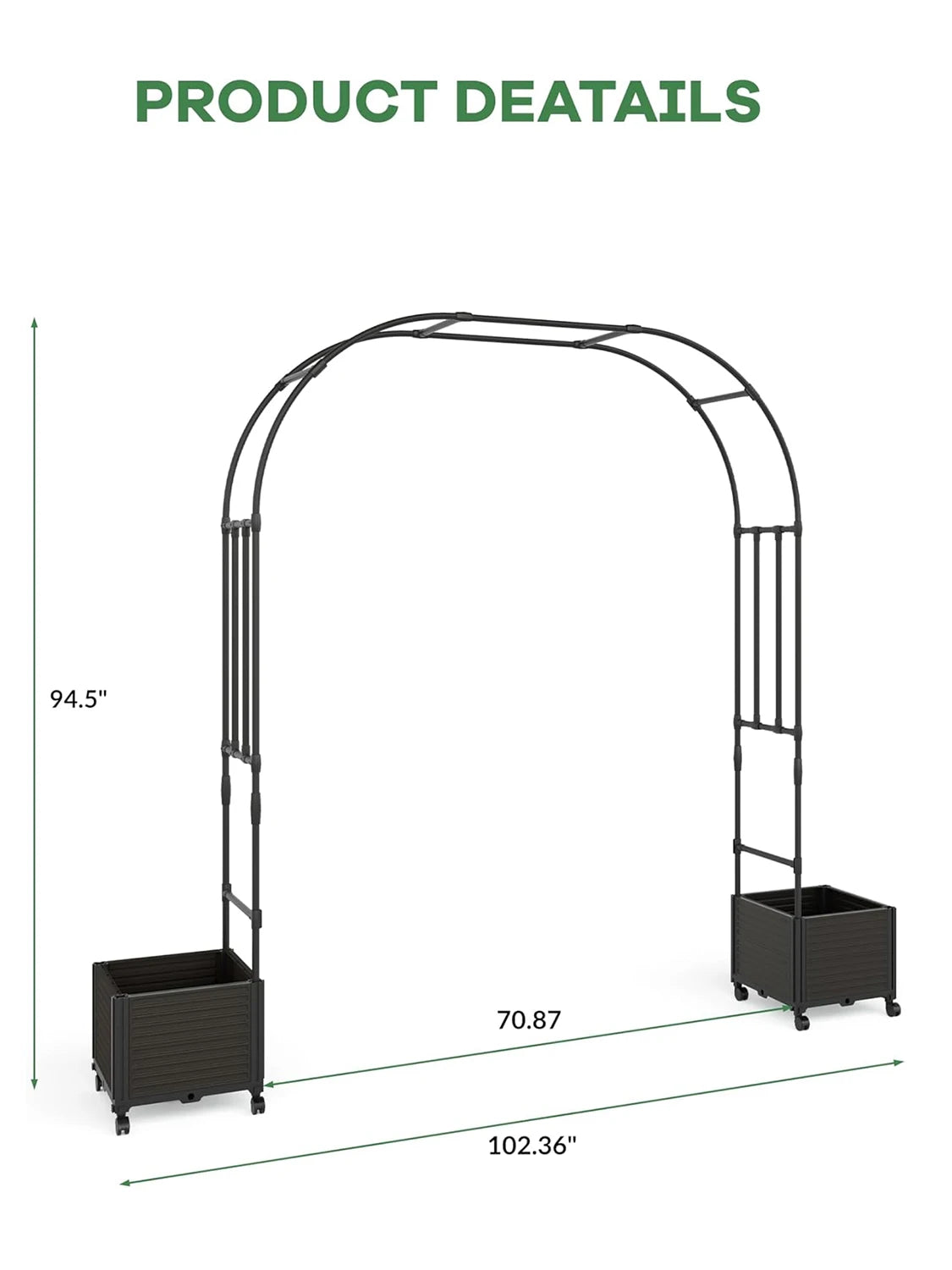 Metal Garden Arbor With Planter Boxes Outdoor Trellis Arch