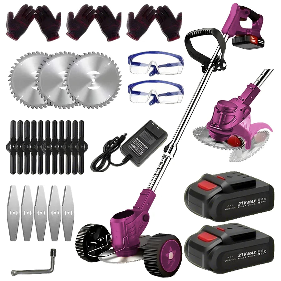 Cordless Portable Lawn Mower and Weeder With Two Lithium Batteries