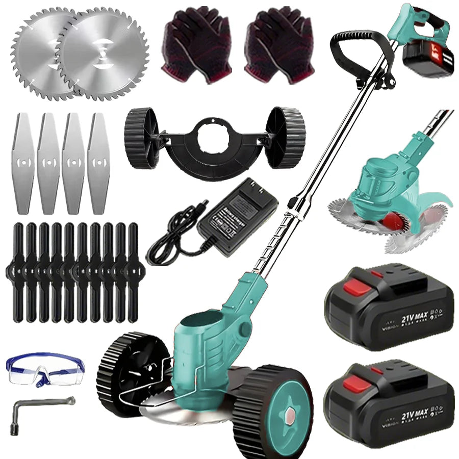 Cordless Portable Lawn Mower and Weeder With Two Lithium Batteries