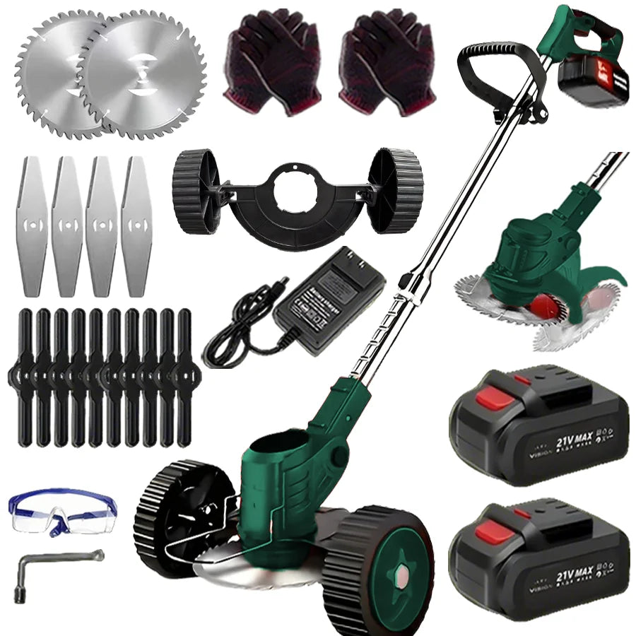 Cordless Portable Lawn Mower and Weeder With Two Lithium Batteries