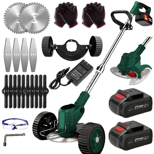 Cordless Portable Lawn Mower and Weeder With Two Lithium Batteries