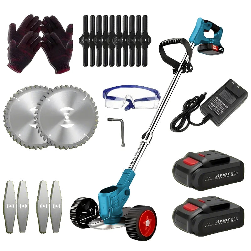 Cordless Portable Lawn Mower and Weeder With Two Lithium Batteries