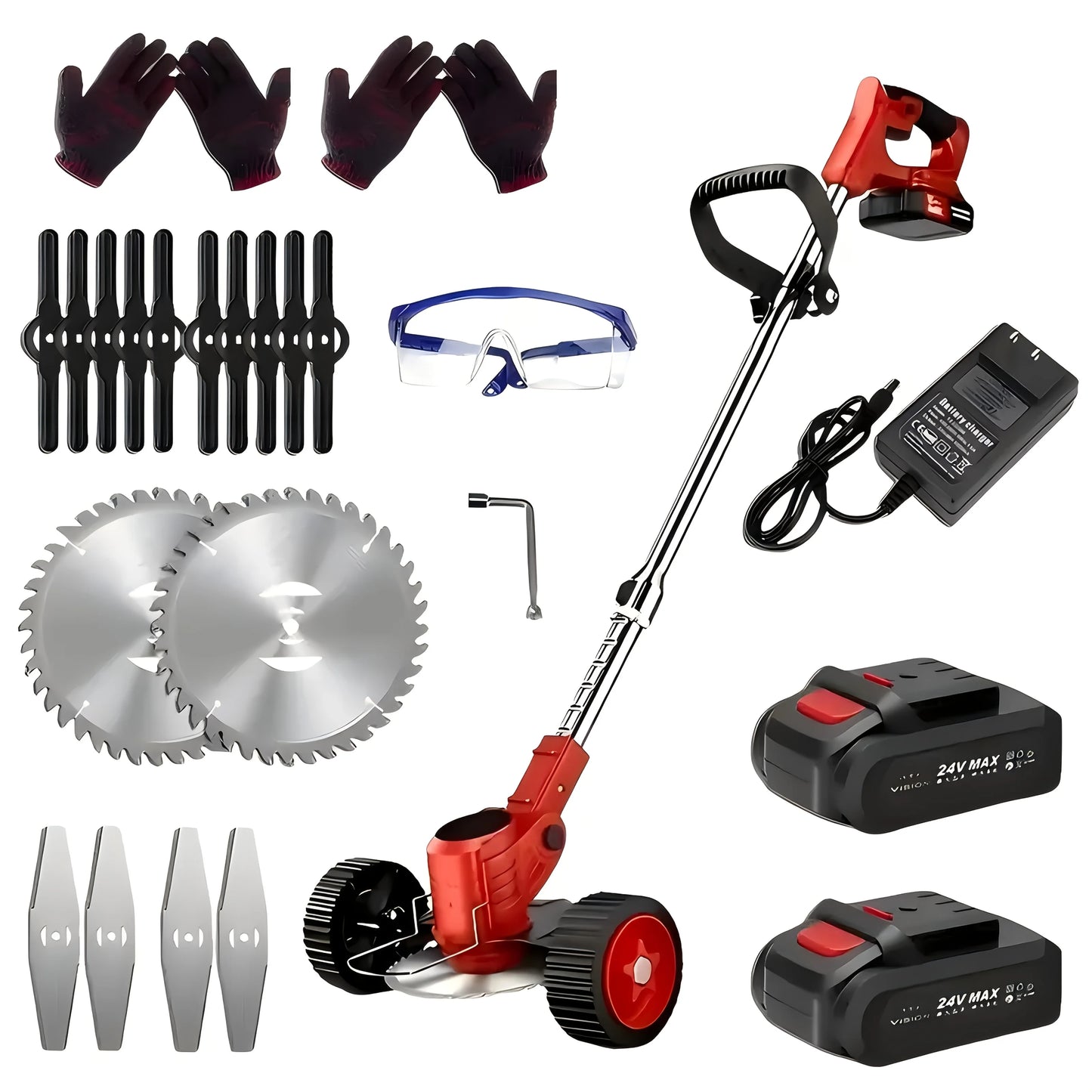 Cordless Portable Lawn Mower and Weeder With Two Lithium Batteries