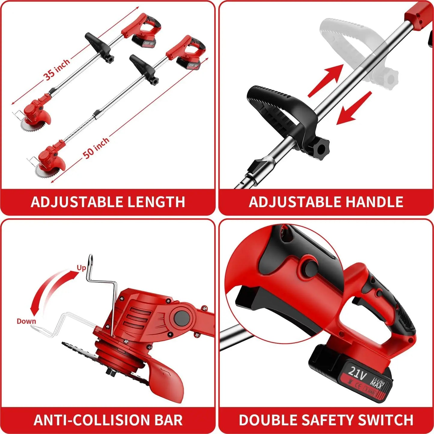 Cordless Portable Lawn Mower and Weeder With Two Lithium Batteries