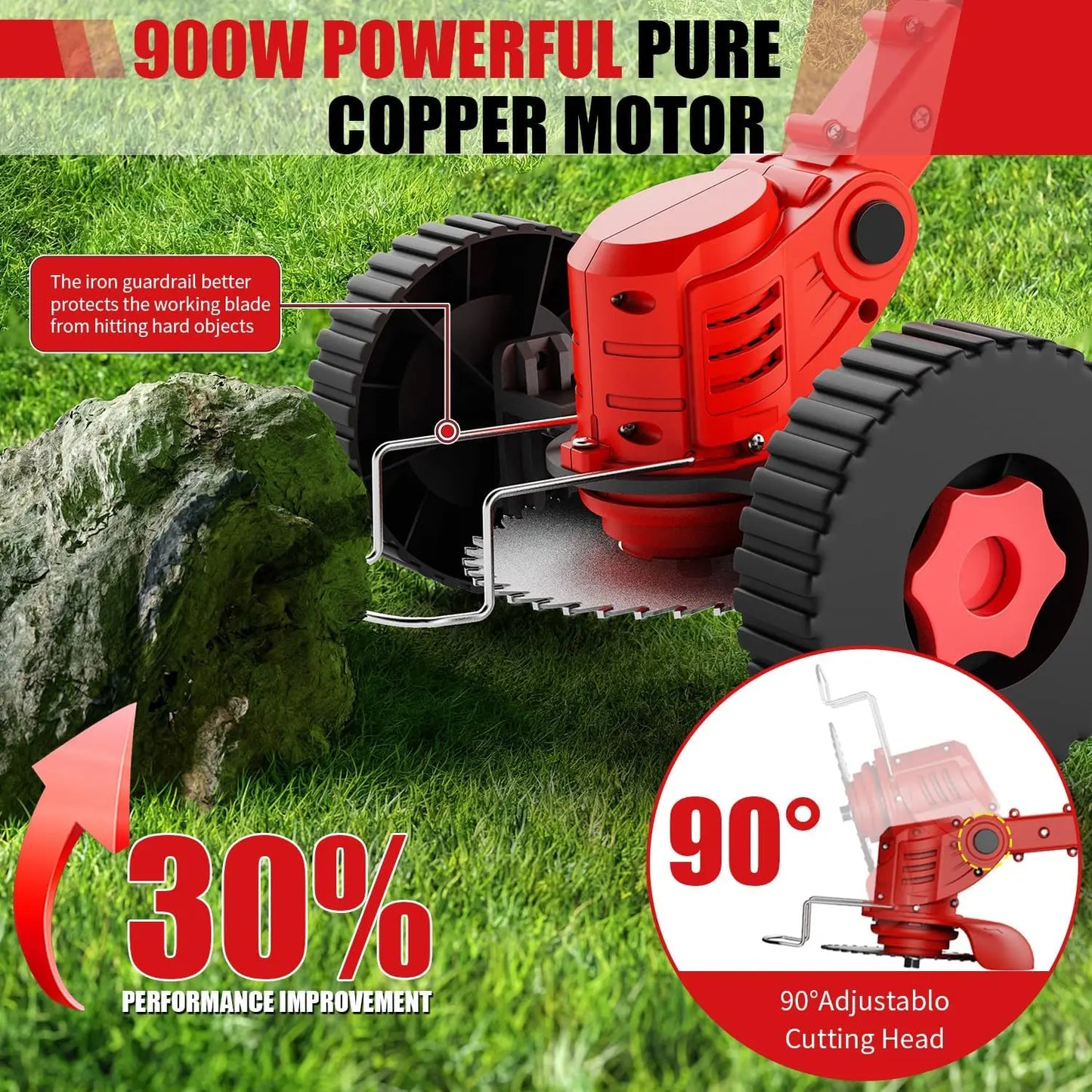 Cordless Portable Lawn Mower and Weeder With Two Lithium Batteries