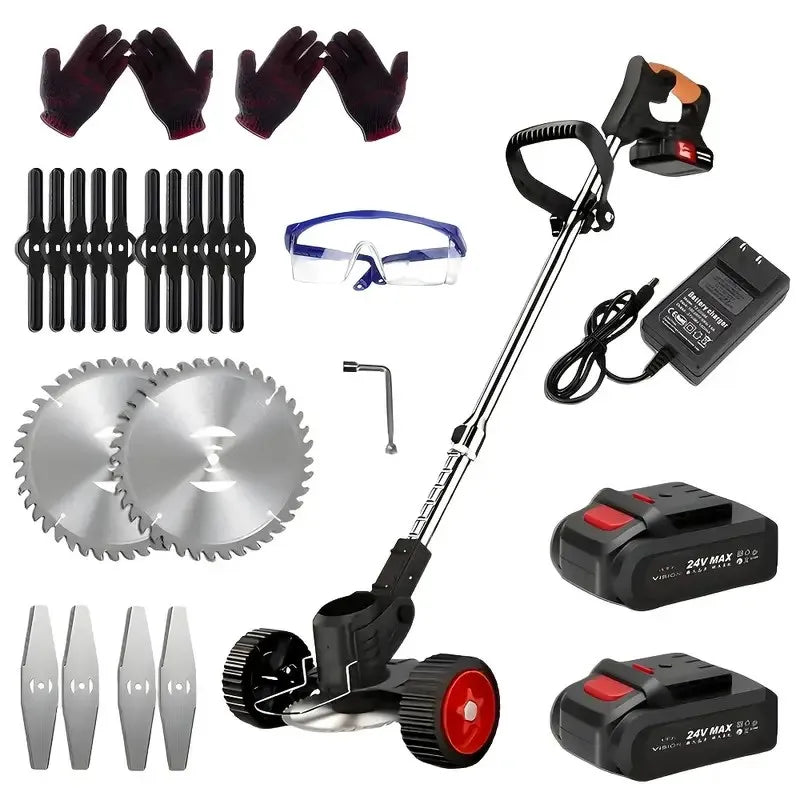 Cordless Portable Lawn Mower and Weeder With Two Lithium Batteries