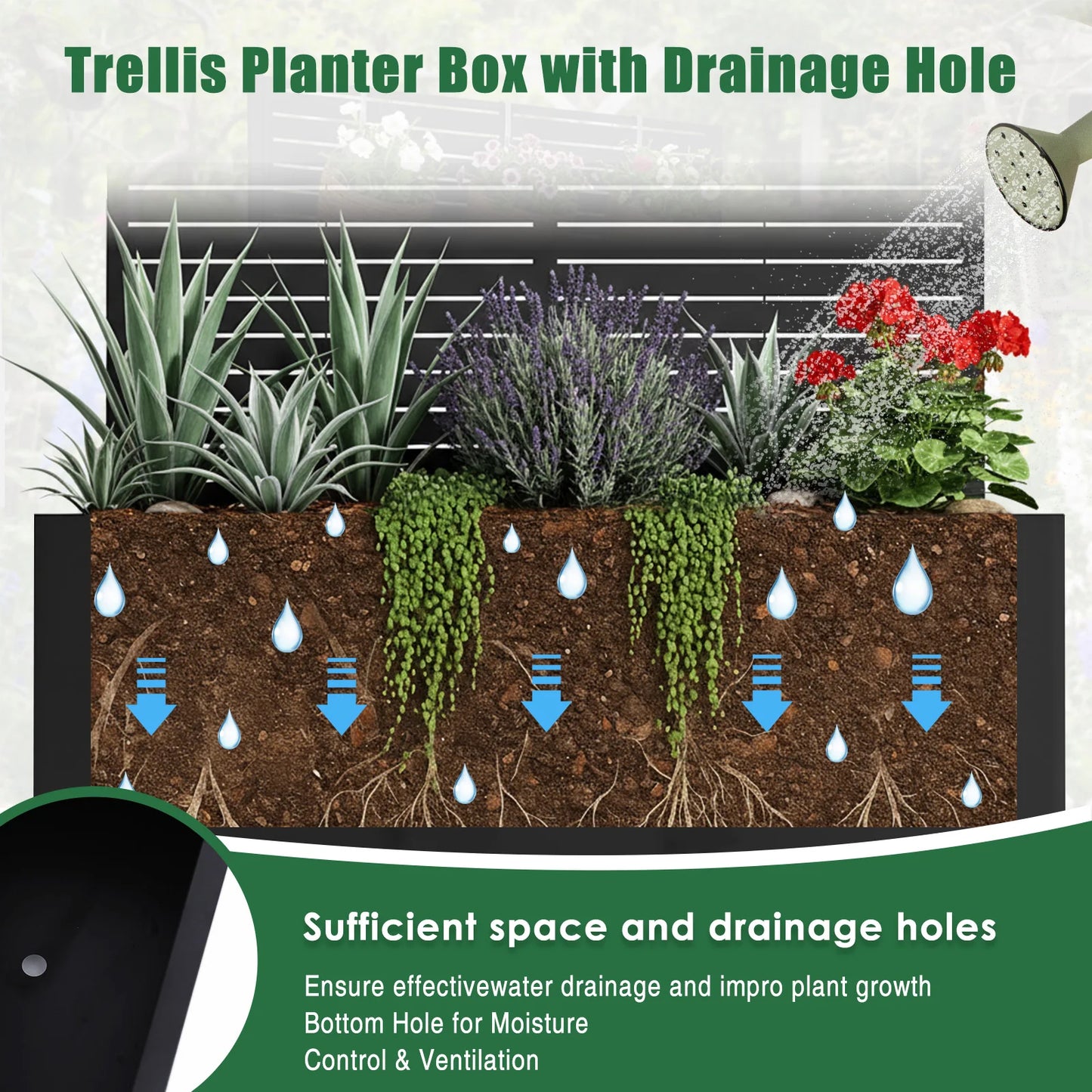 Plant Box With Metal Trellis Raised Garden Bed Privacy Planter
