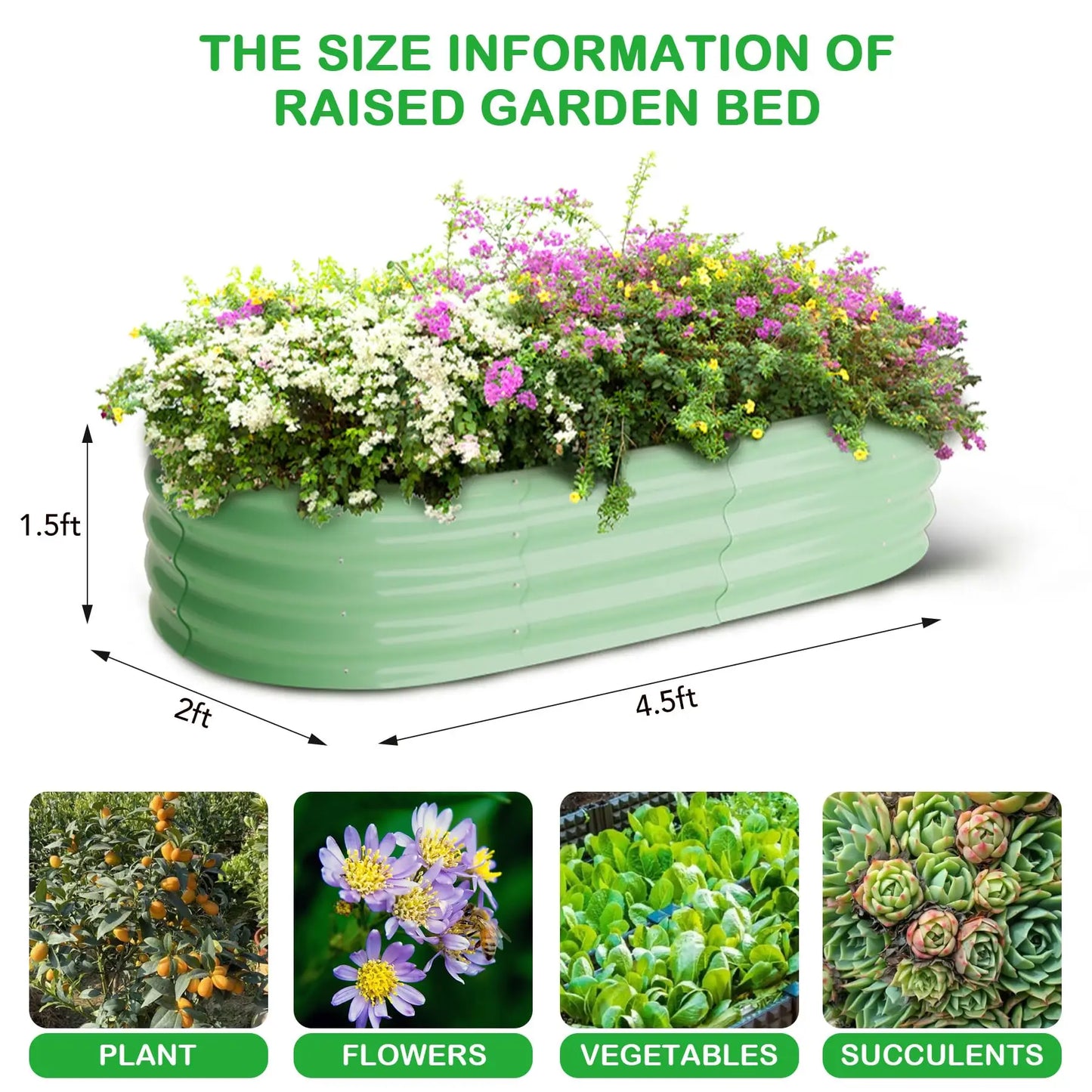 HiMISS Galvanized Steel Raised Garden Bed Set With Open Base