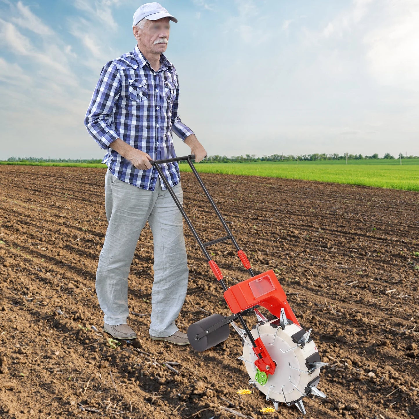 10 Row Push Seeder for Corn and Beans Adjustable Depth