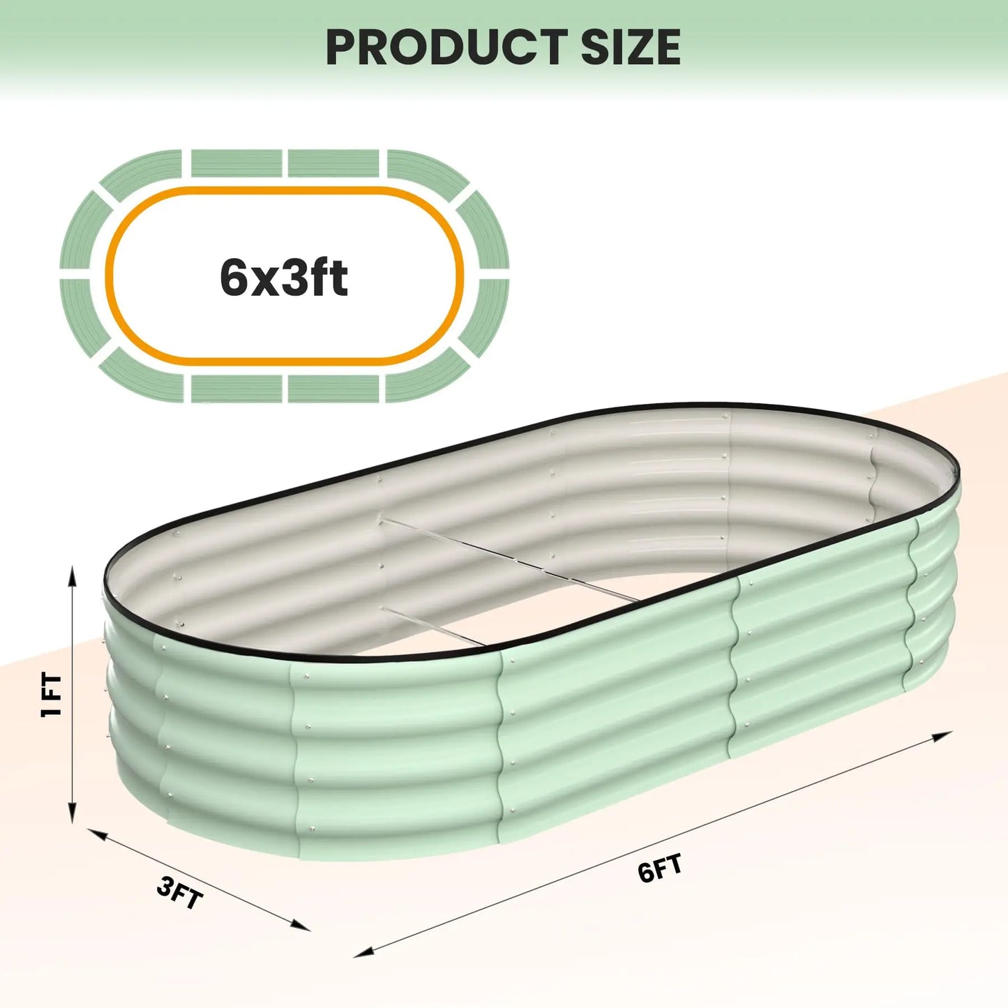 HiMISS Galvanized Steel Raised Garden Bed Set With Open Base