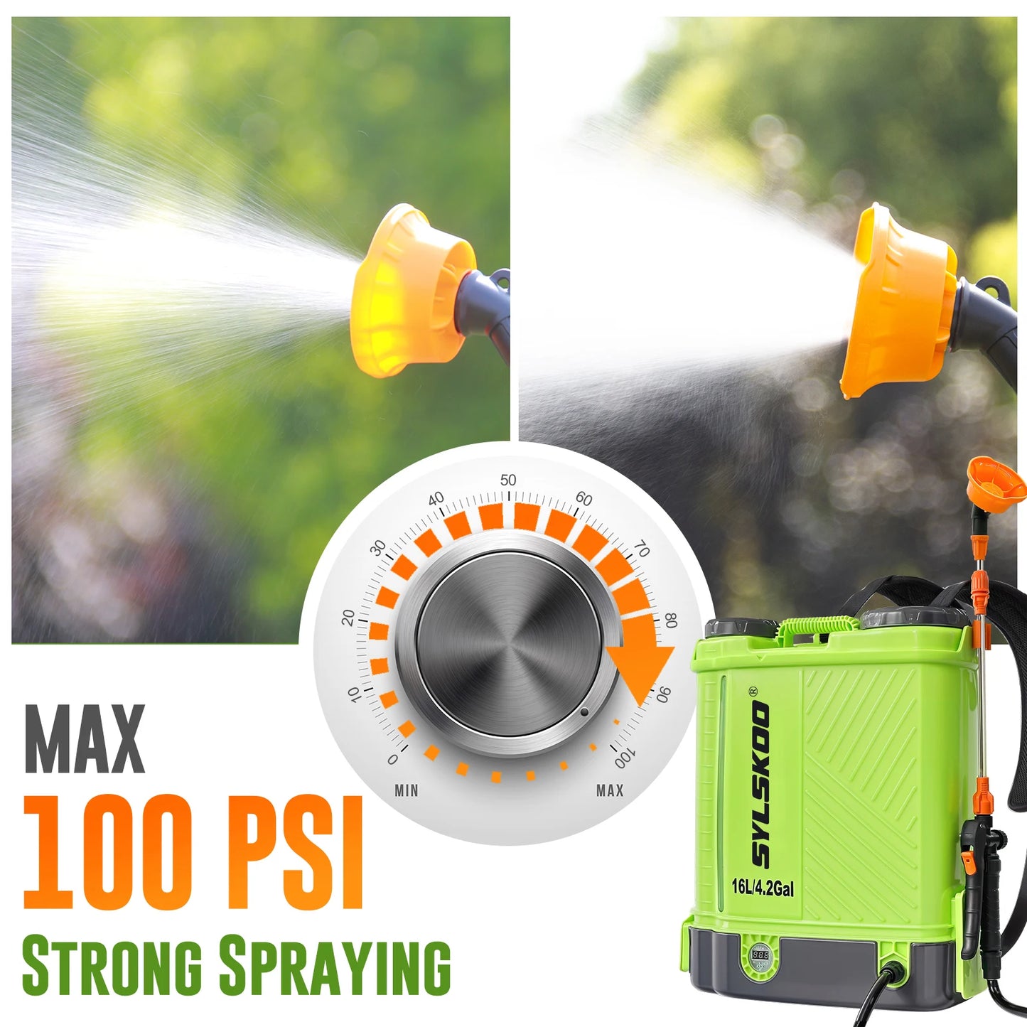 Electric Garden Sprayer With 100 PSI Pump And Nozzle Kit