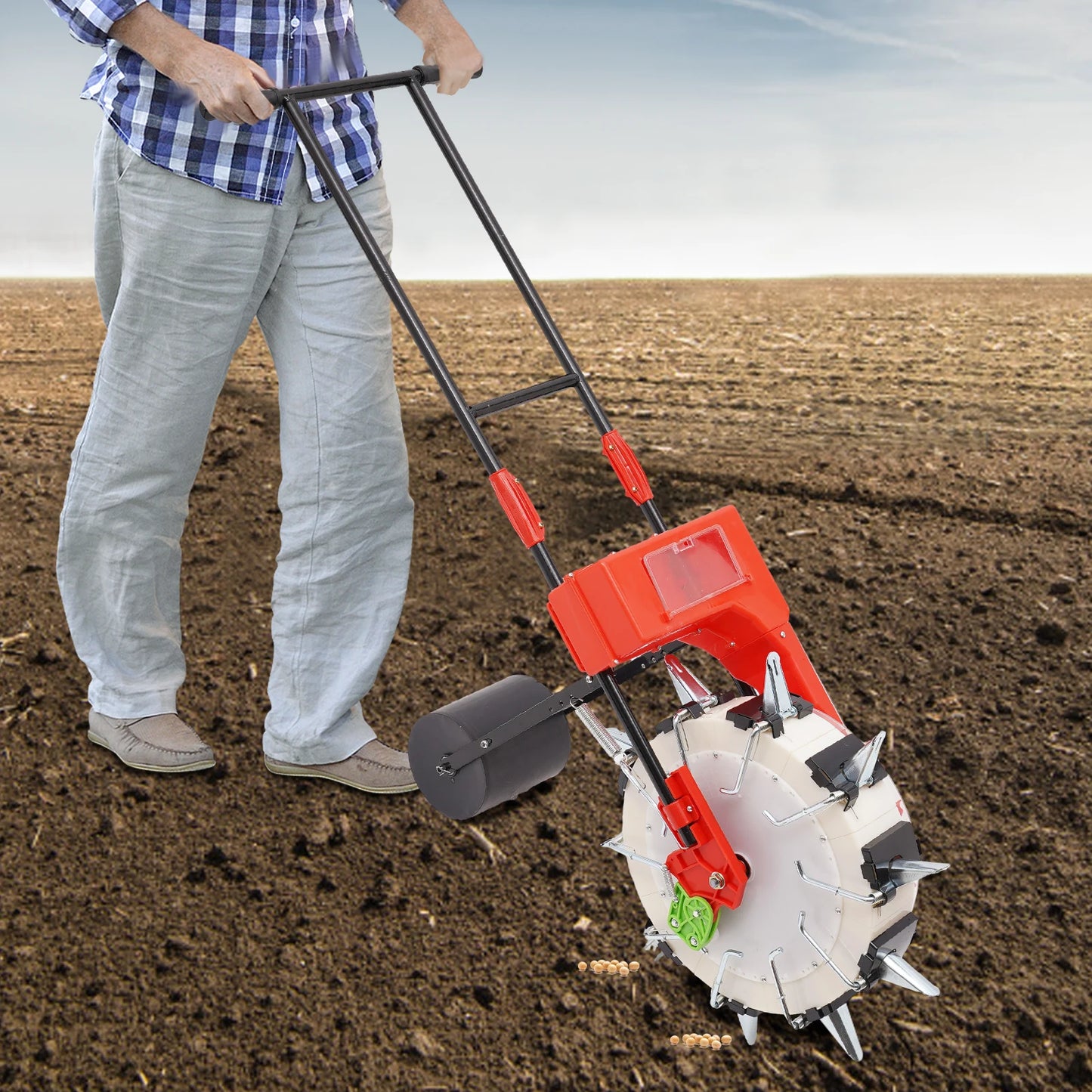 10 Row Push Seeder for Corn and Beans Adjustable Depth