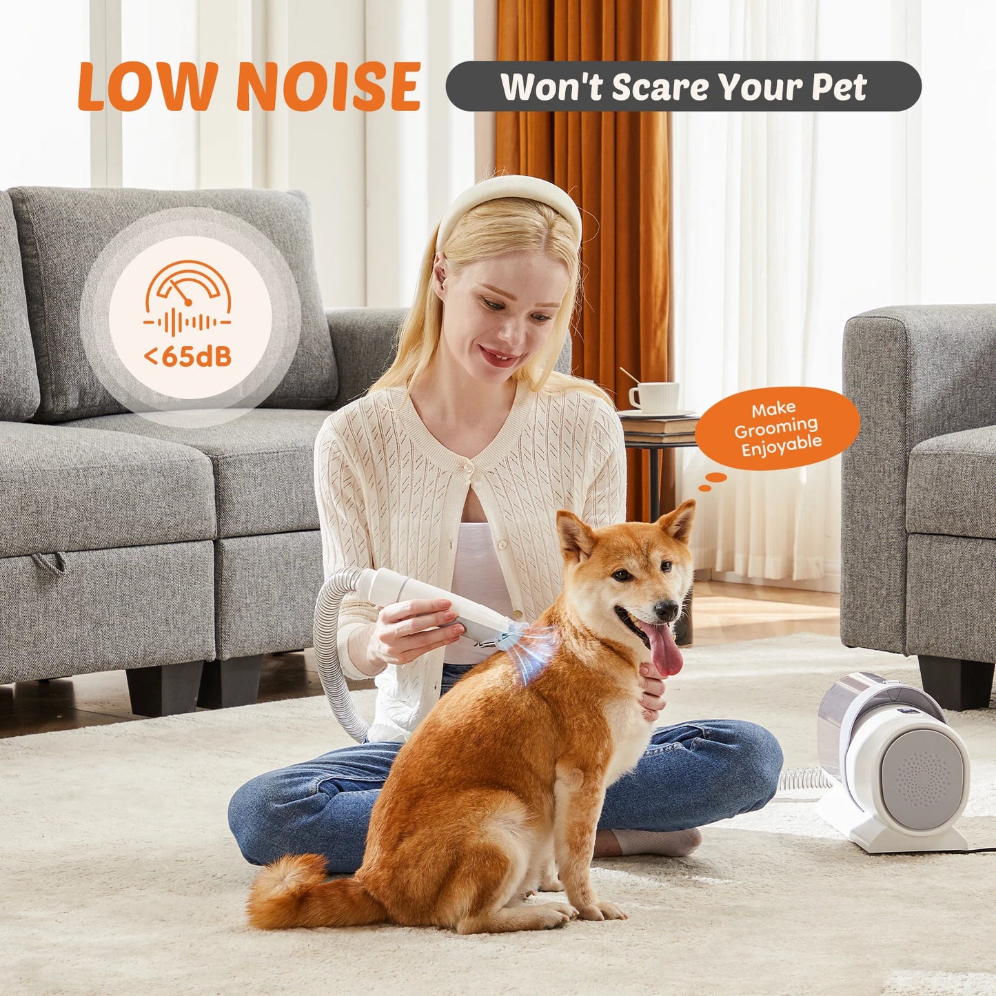 Pet Grooming Vacuum Kit With 3 Suction Modes And Cordless Clippers