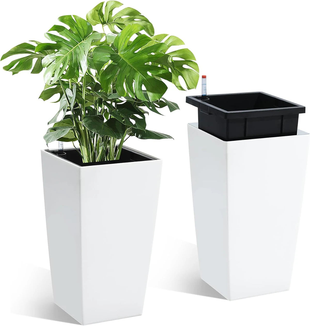 TWISTER.CK Rectangular Planters Set Of 2 With Drainage Holes