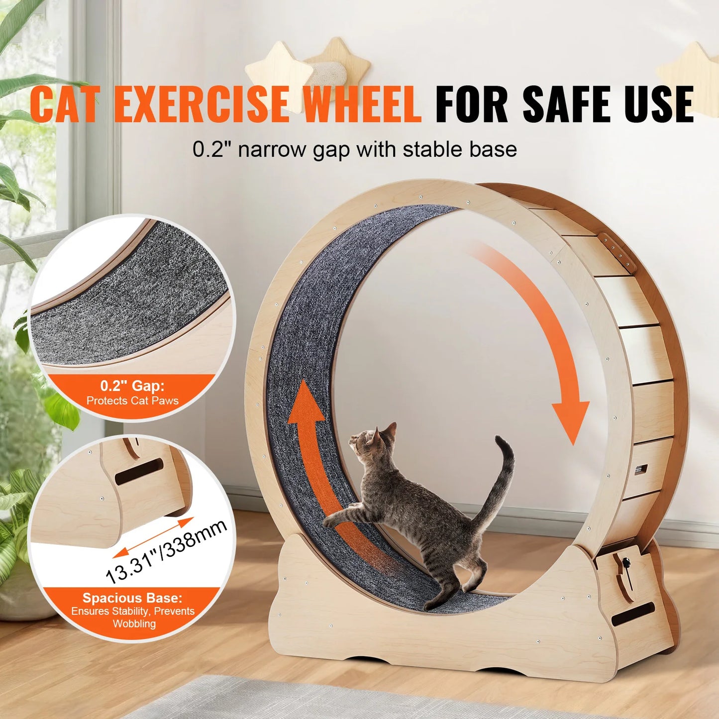 SucceBuy Wooden Cat Exercise Wheel For Indoor Use