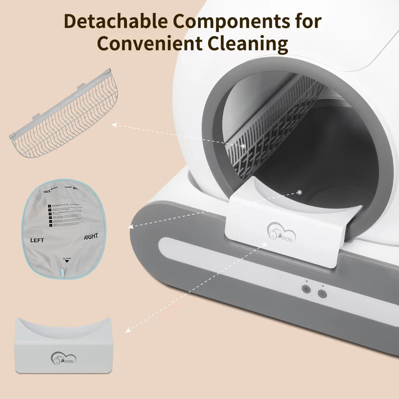 DOEL App Controlled Self Cleaning Cat Litter Box 2.4G WiFi