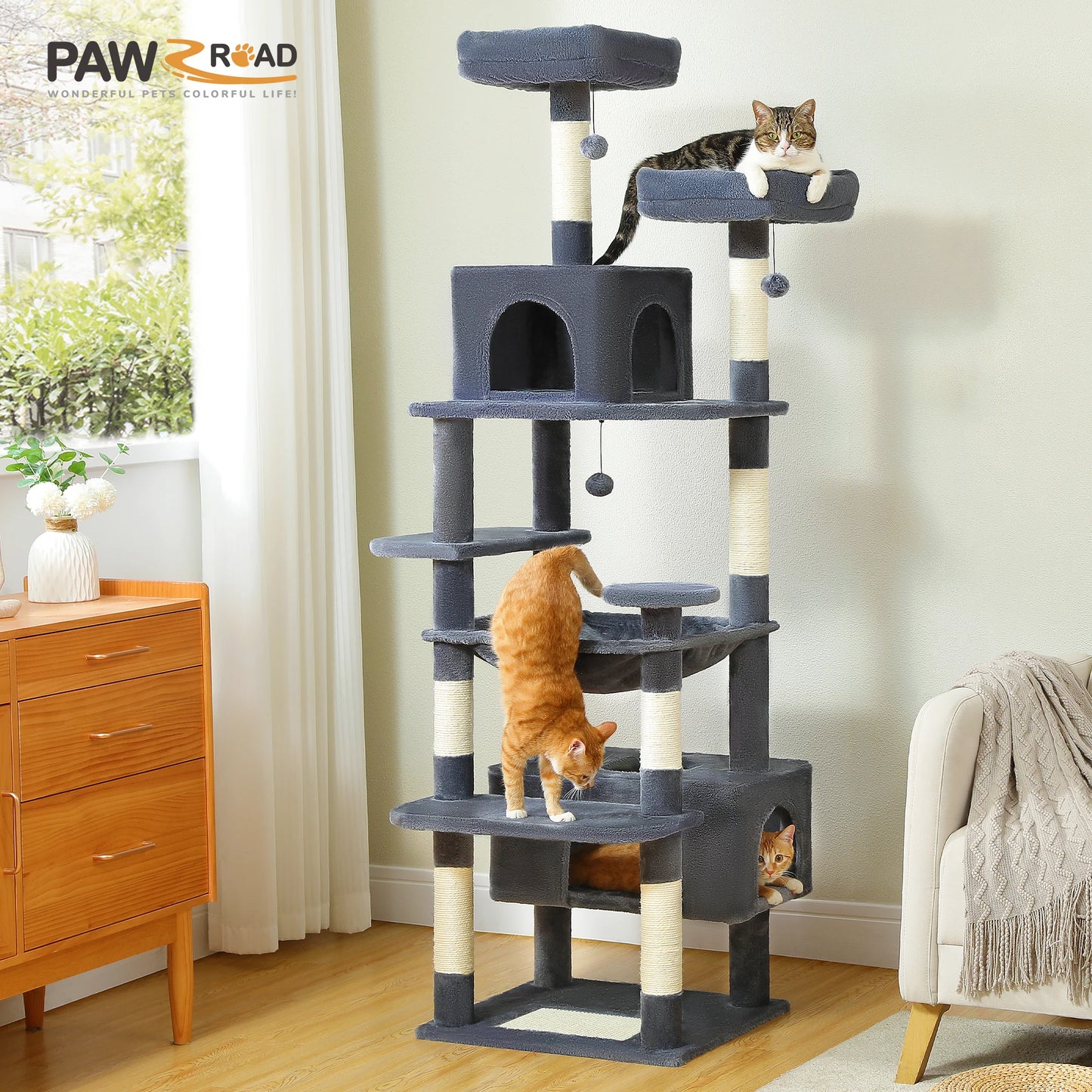 PAWZ Road Cat Tree and Tower With Scratching Posts Condos