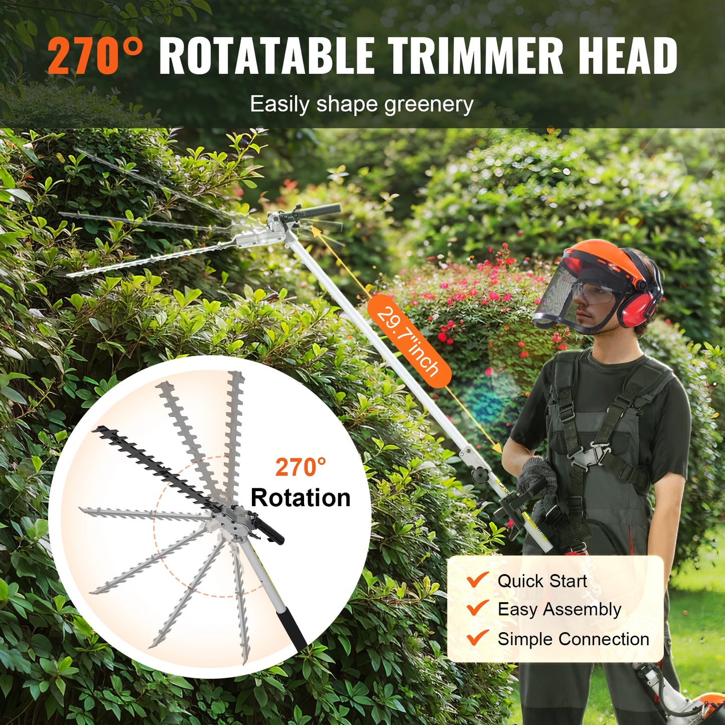 SucceBuy 52cc 6 In 1 Gas Trimmer Hedge Cutter System