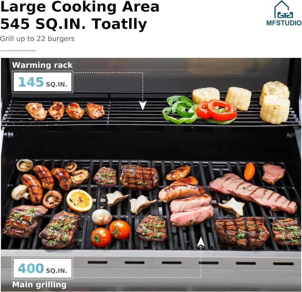 4-Burner Propane Gas Grill With Side Burner Stainless Steel