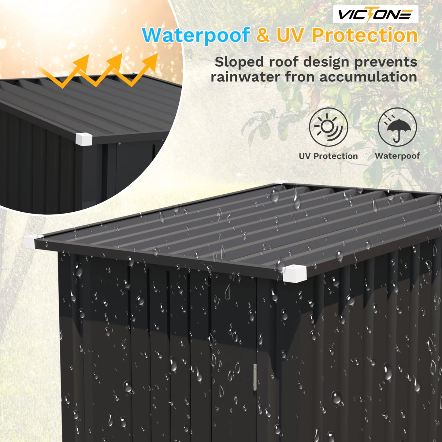 Victone Outdoor Storage Shed For Garden Tools With Sloped Roof