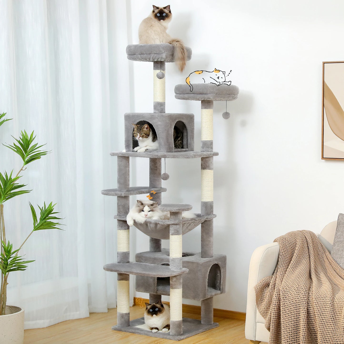 PAWZ Road Cat Tree and Tower With Scratching Posts Condos