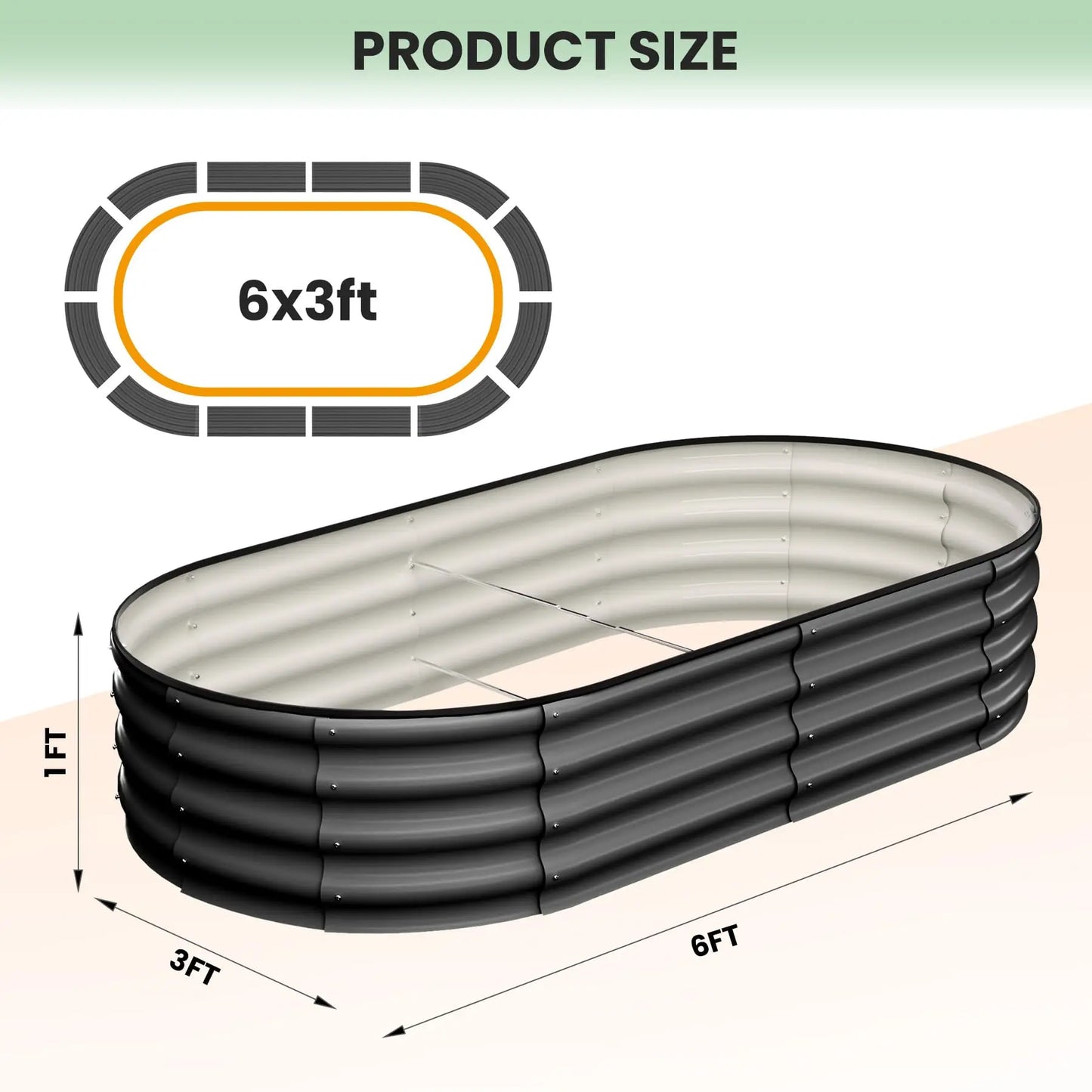 HiMISS Galvanized Steel Raised Garden Bed Set With Open Base