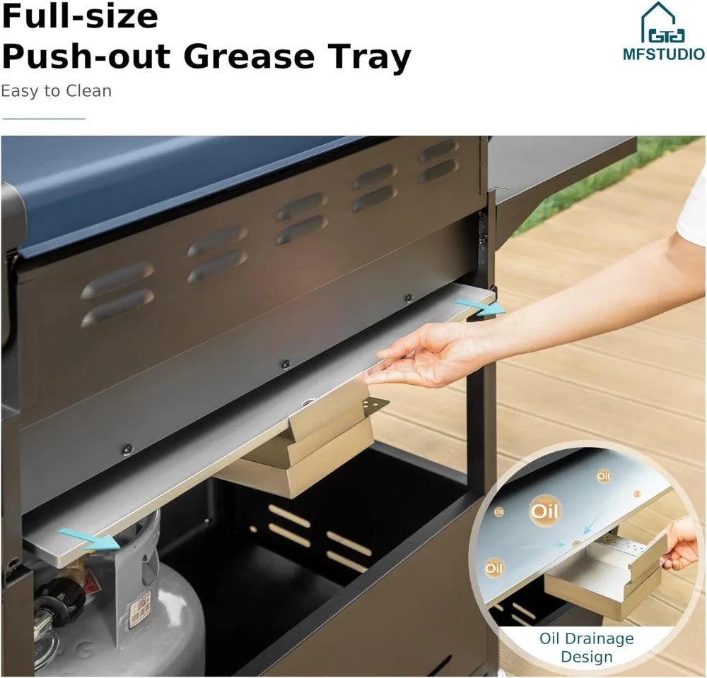 4-Burner Propane Gas Grill With Side Burner Stainless Steel