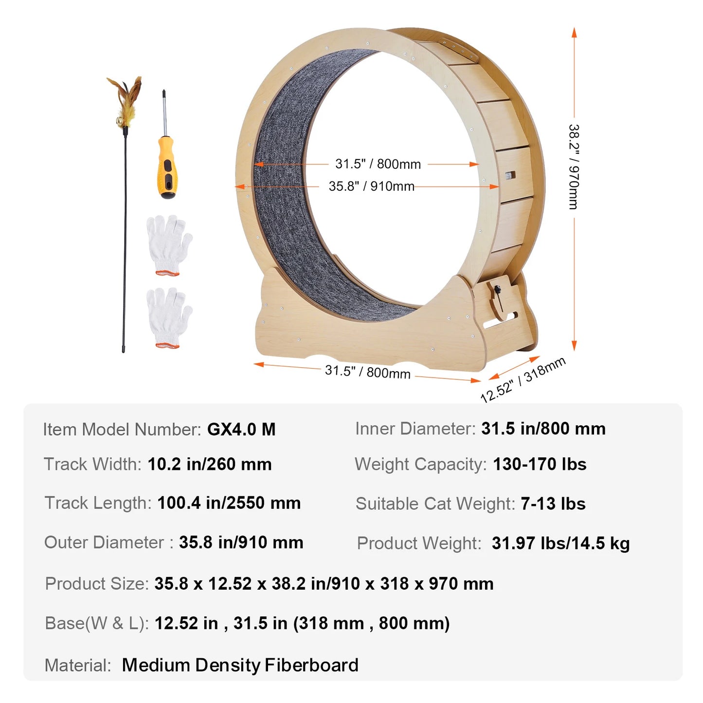 SucceBuy Wooden Cat Exercise Wheel For Indoor Use