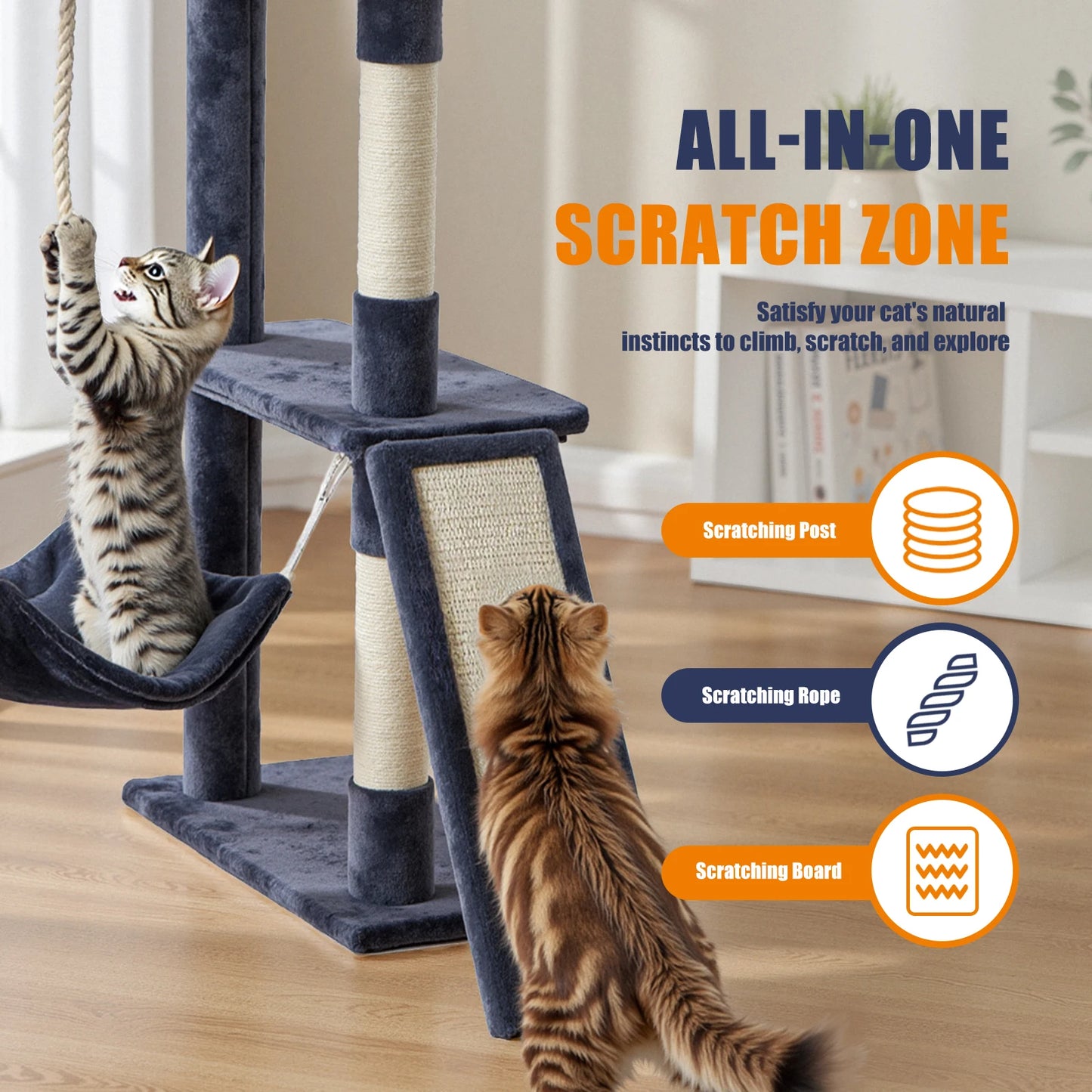 JHK Cat Tree Multi Cat Climbing Tower With Sisal Posts