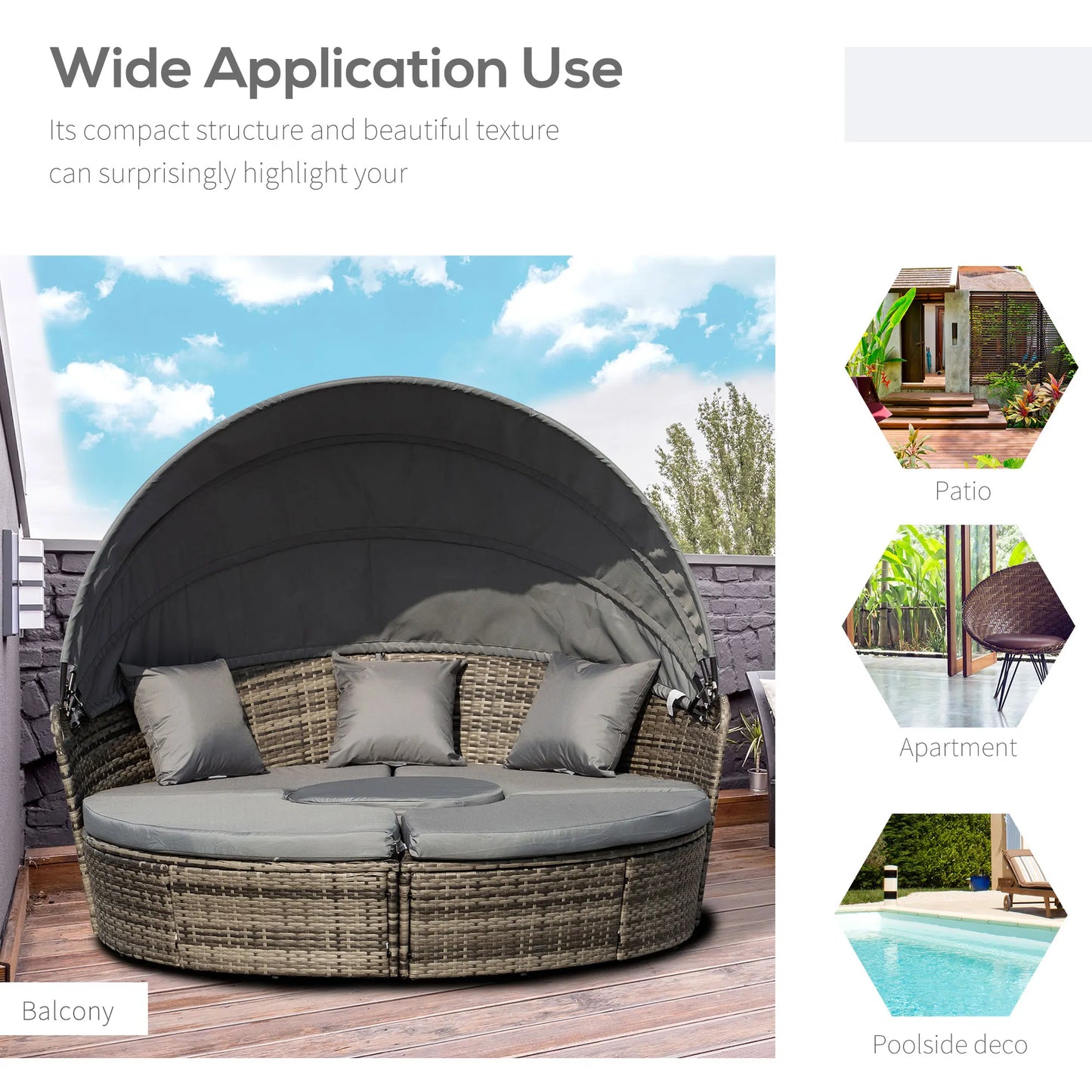 Outsunny Outdoor Convertible Daybed Four Piece Furniture Set
