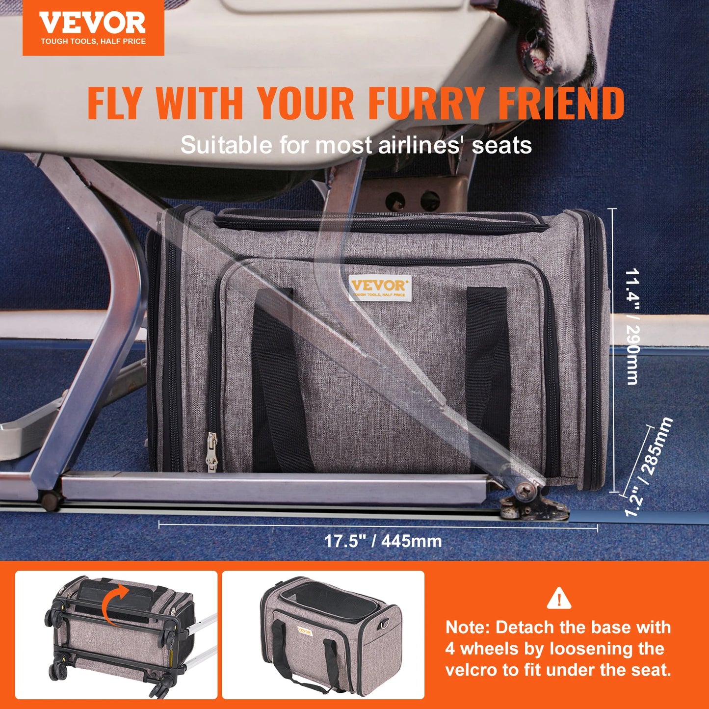 Pet Cat And Dog Carrier Backpack With Telescopic Handle Wheels