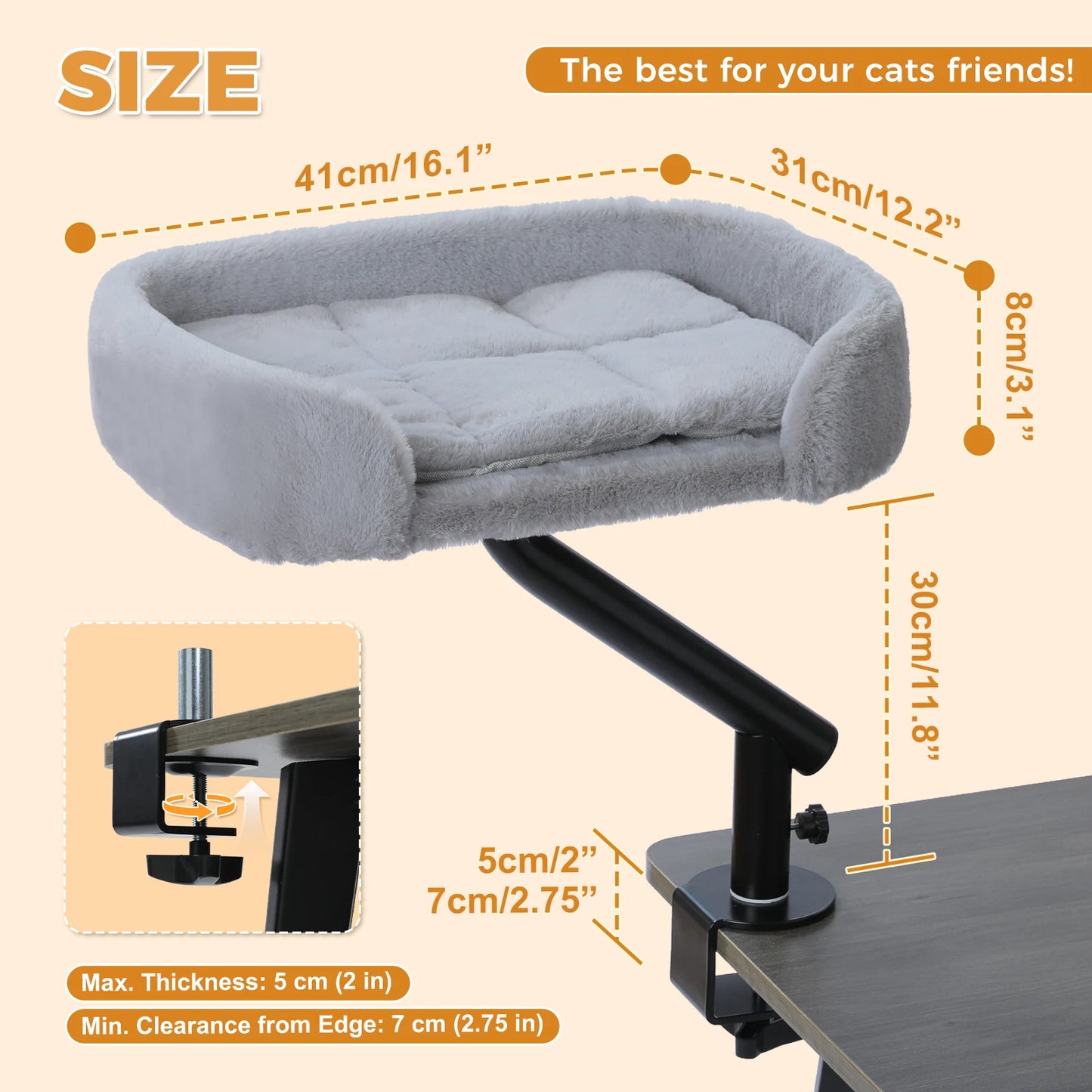 PAWZ Road Cat Desk Bed 360° Rotatable Cat Bed Stand