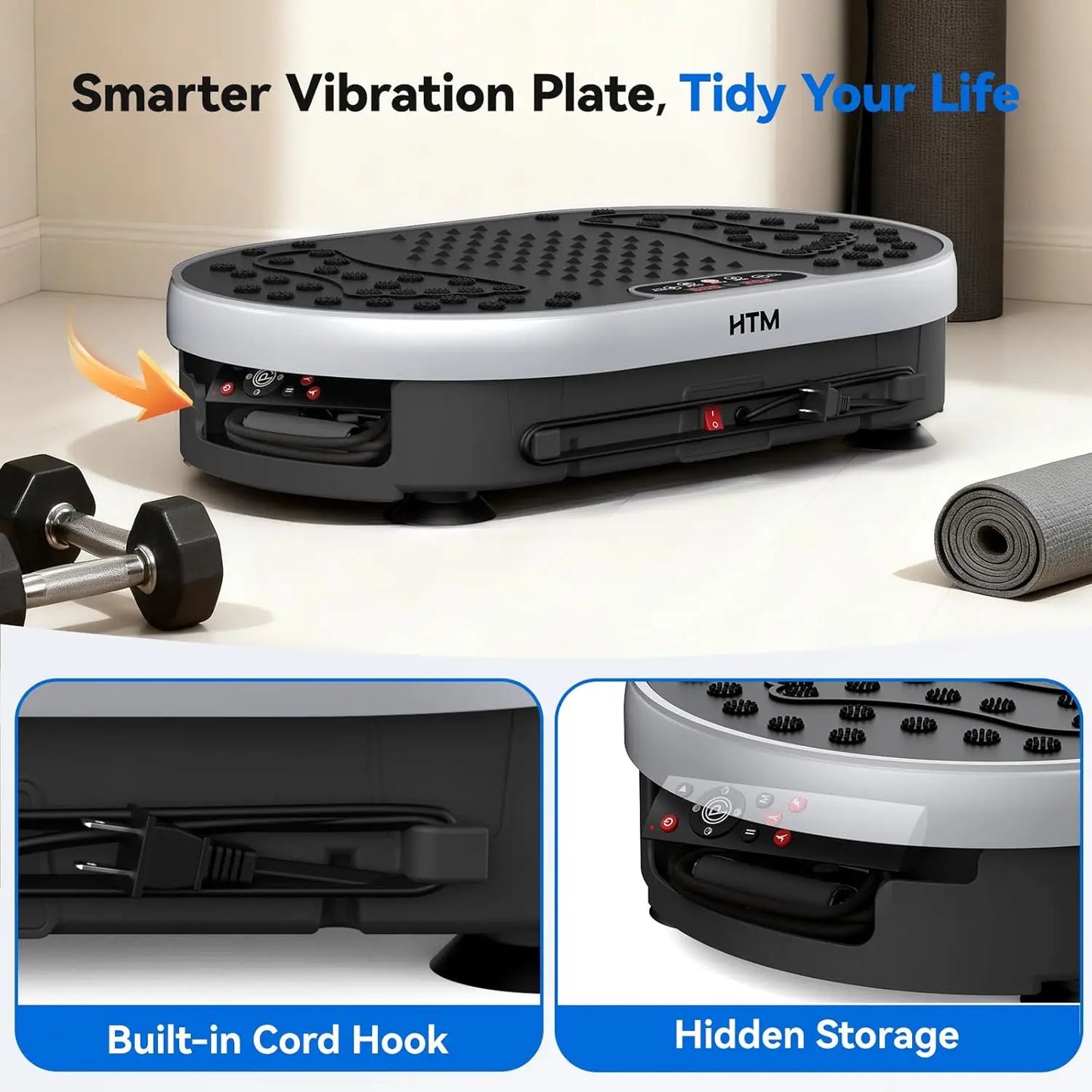 HTMM Vibration Plate Exercise Machine With 120 Speed Levels And 9 Programs