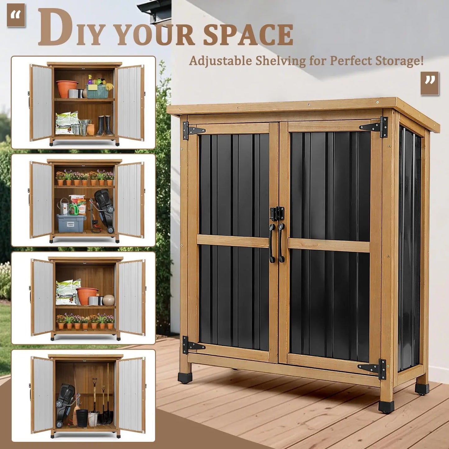 PetsCosset Outdoor Storage Shed For Garden And Yard Organization