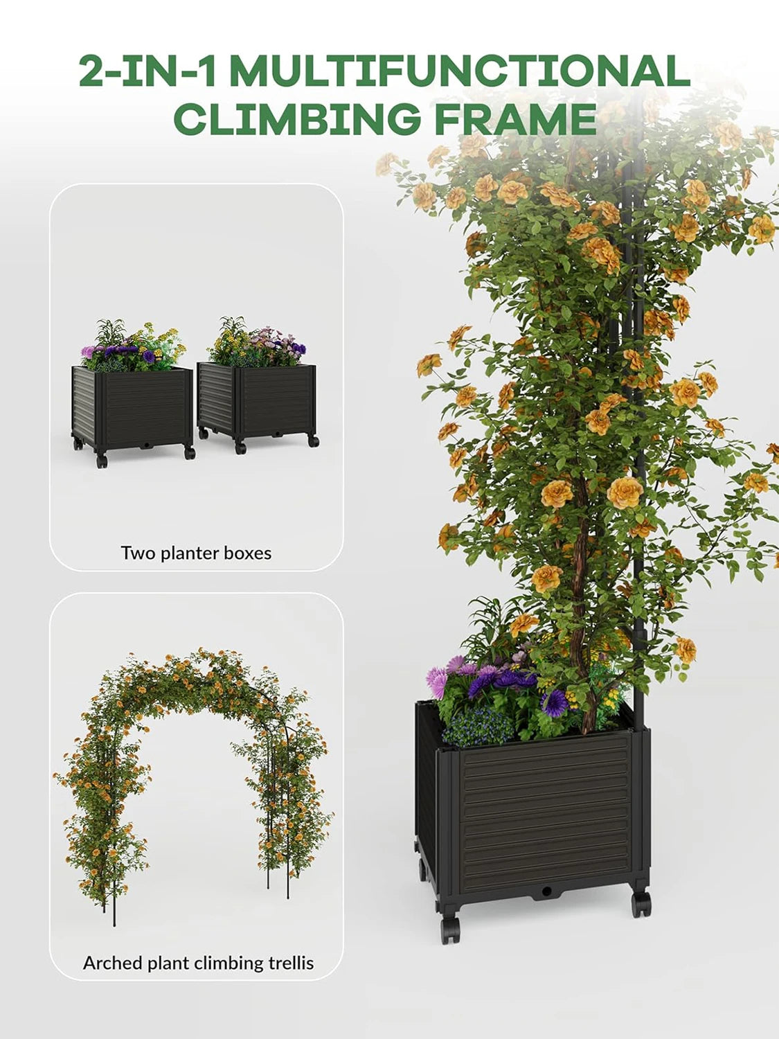 Metal Garden Arbor With Planter Boxes Outdoor Trellis Arch