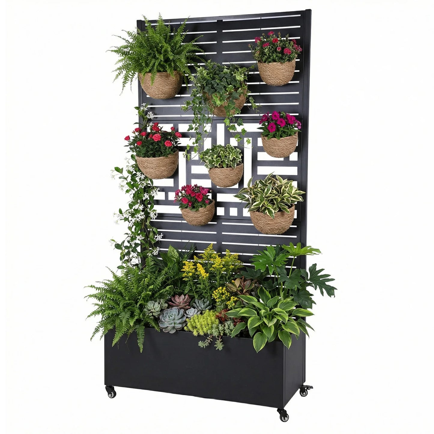 Plant Box With Metal Trellis Raised Garden Bed Privacy Planter
