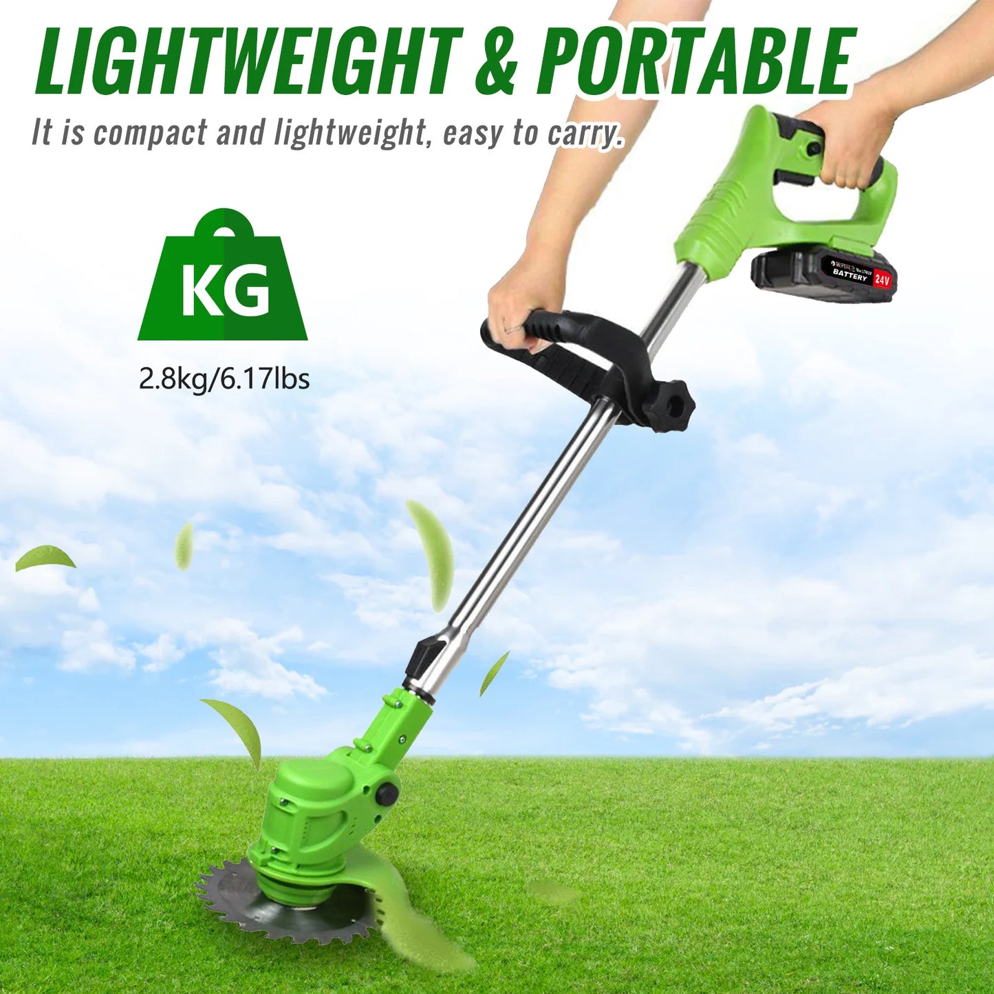 Cordless Electric Weed Trimmer 2-In-1 Grass Cutter For Yard Garden