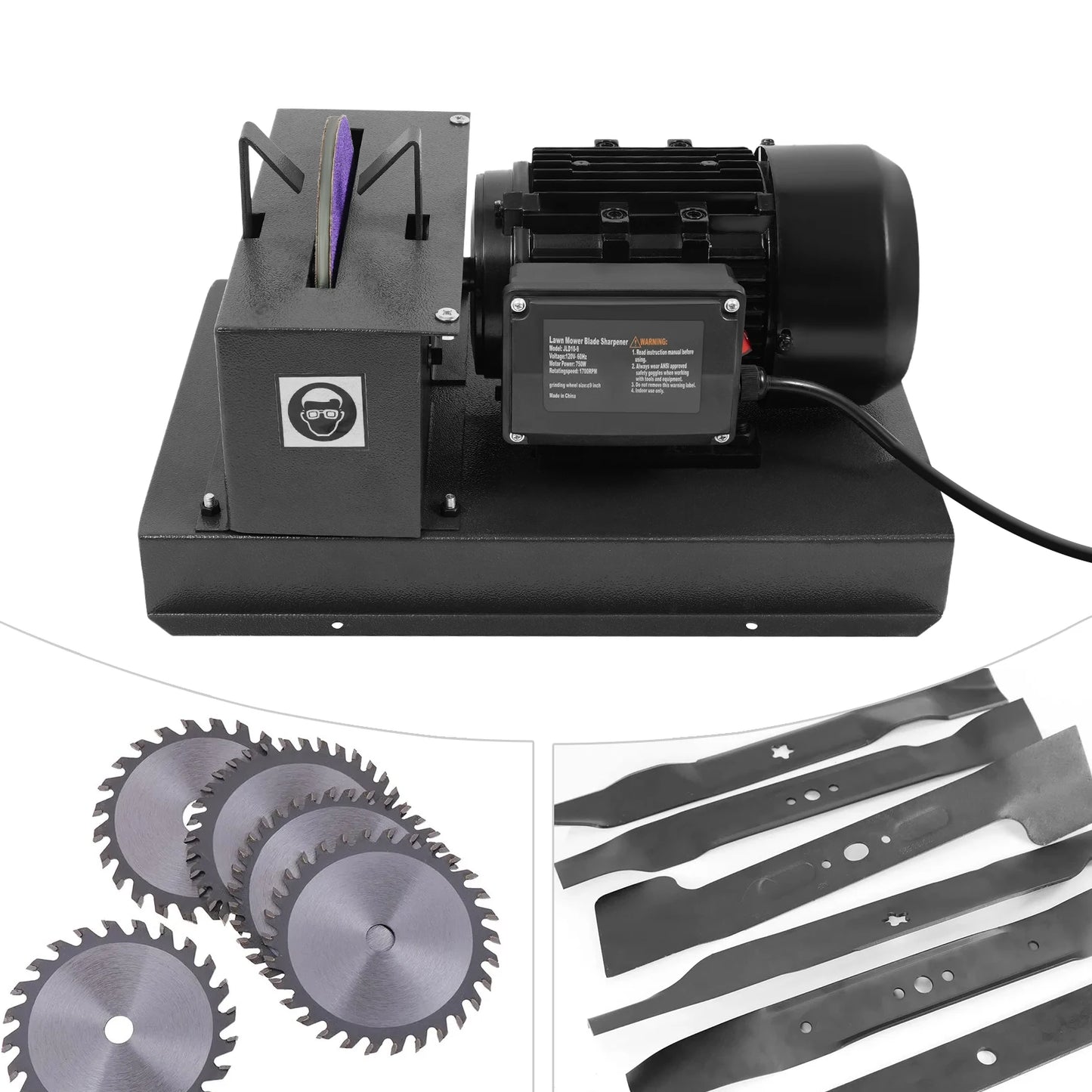 1HP Lawn Mower Blade Grinder 750W Sharpener For Agriculture Gardening