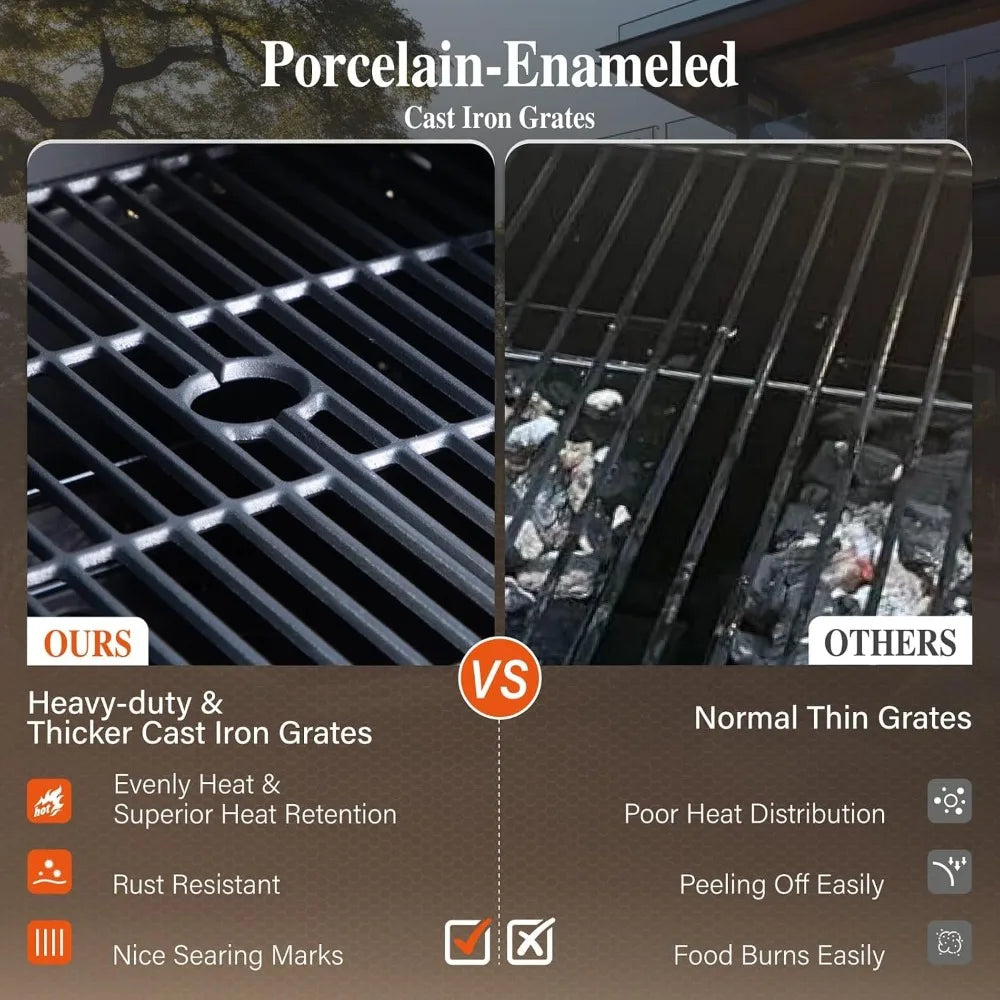 Charcoal And Gas Grill Combo With Side Burner Outdoor BBQ