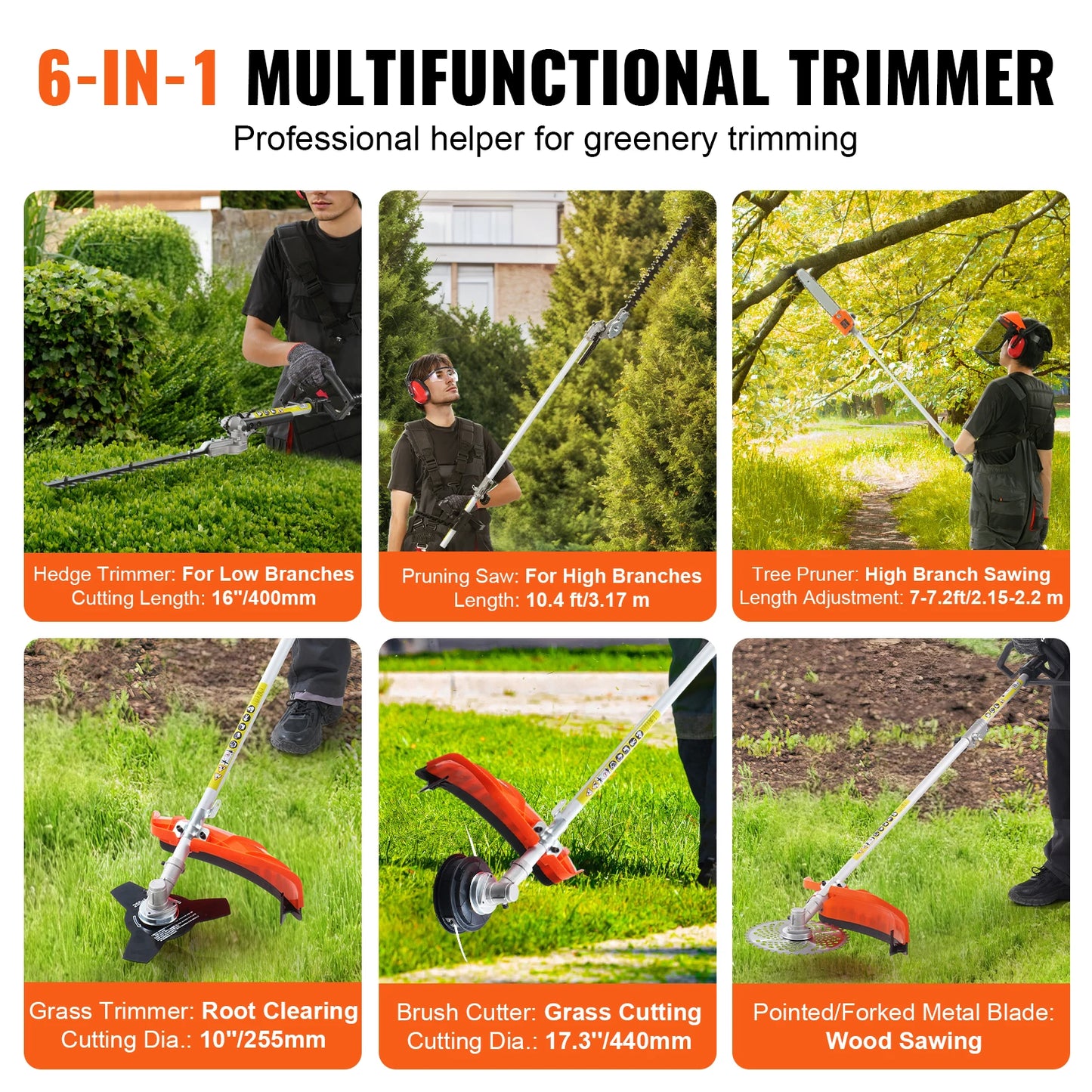SucceBuy 52cc 6 In 1 Gas Trimmer Hedge Cutter System