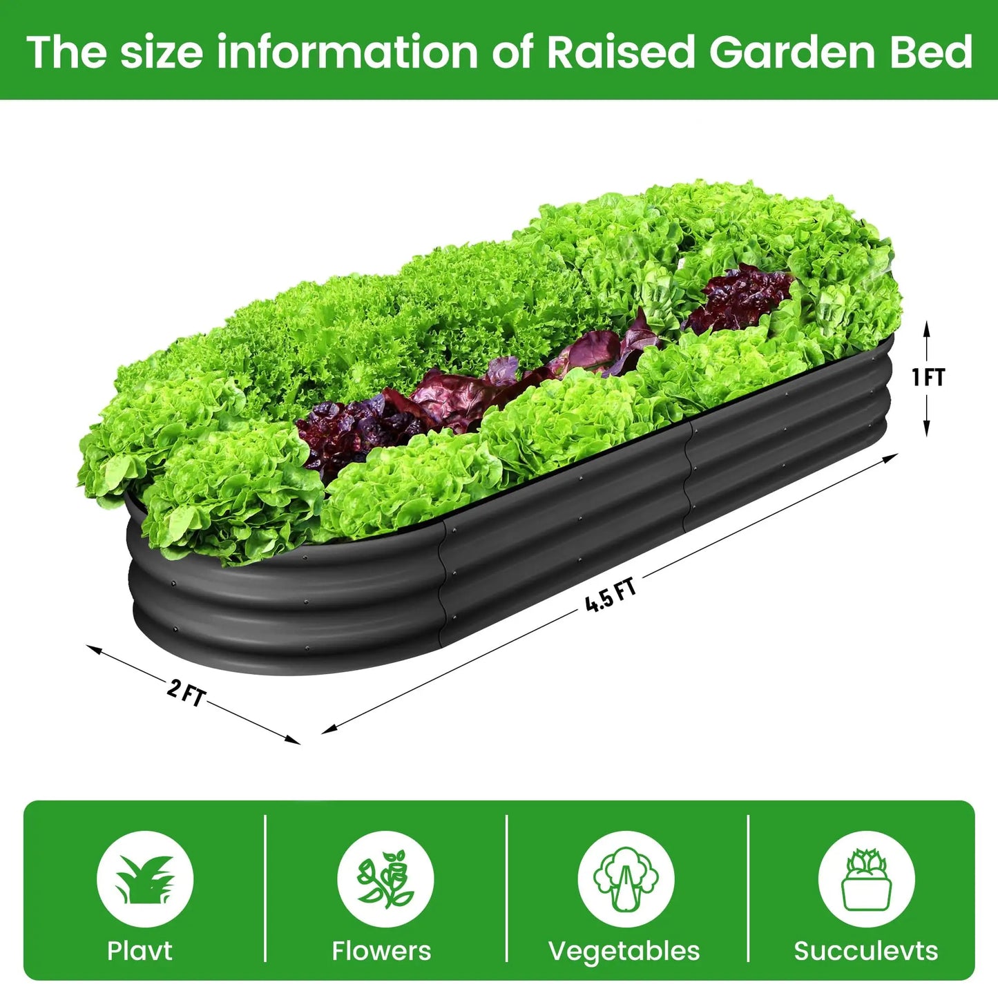 HiMISS Galvanized Steel Raised Garden Bed Set With Open Base