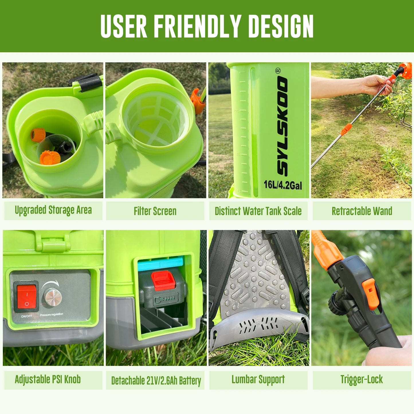 Electric Garden Sprayer With 100 PSI Pump And Nozzle Kit