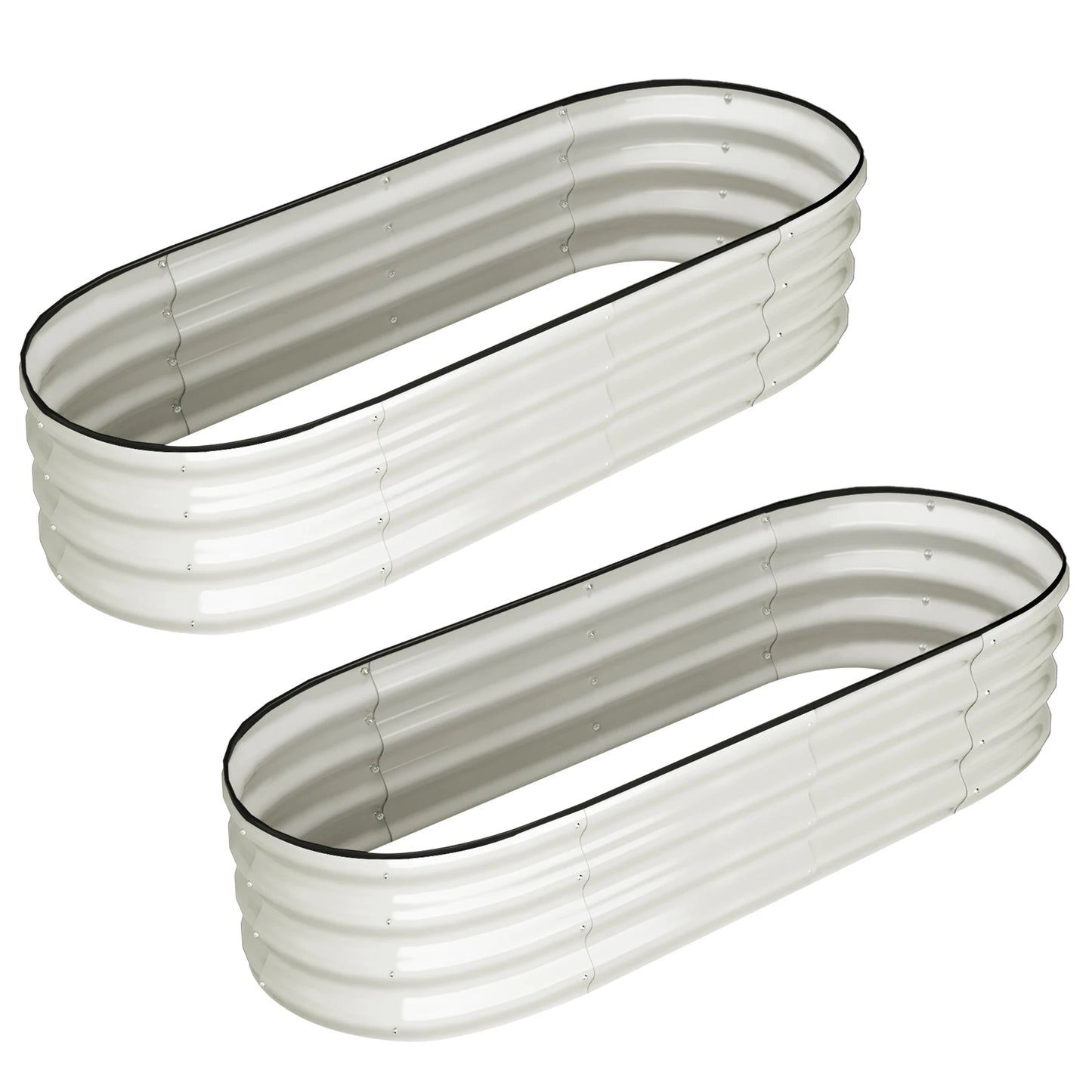HiMISS Galvanized Oval Raised Garden Bed Outdoor Planter