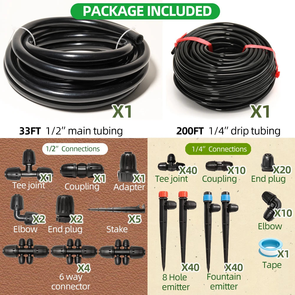 Terrawen Drip Irrigation Kit With Locked Fittings System