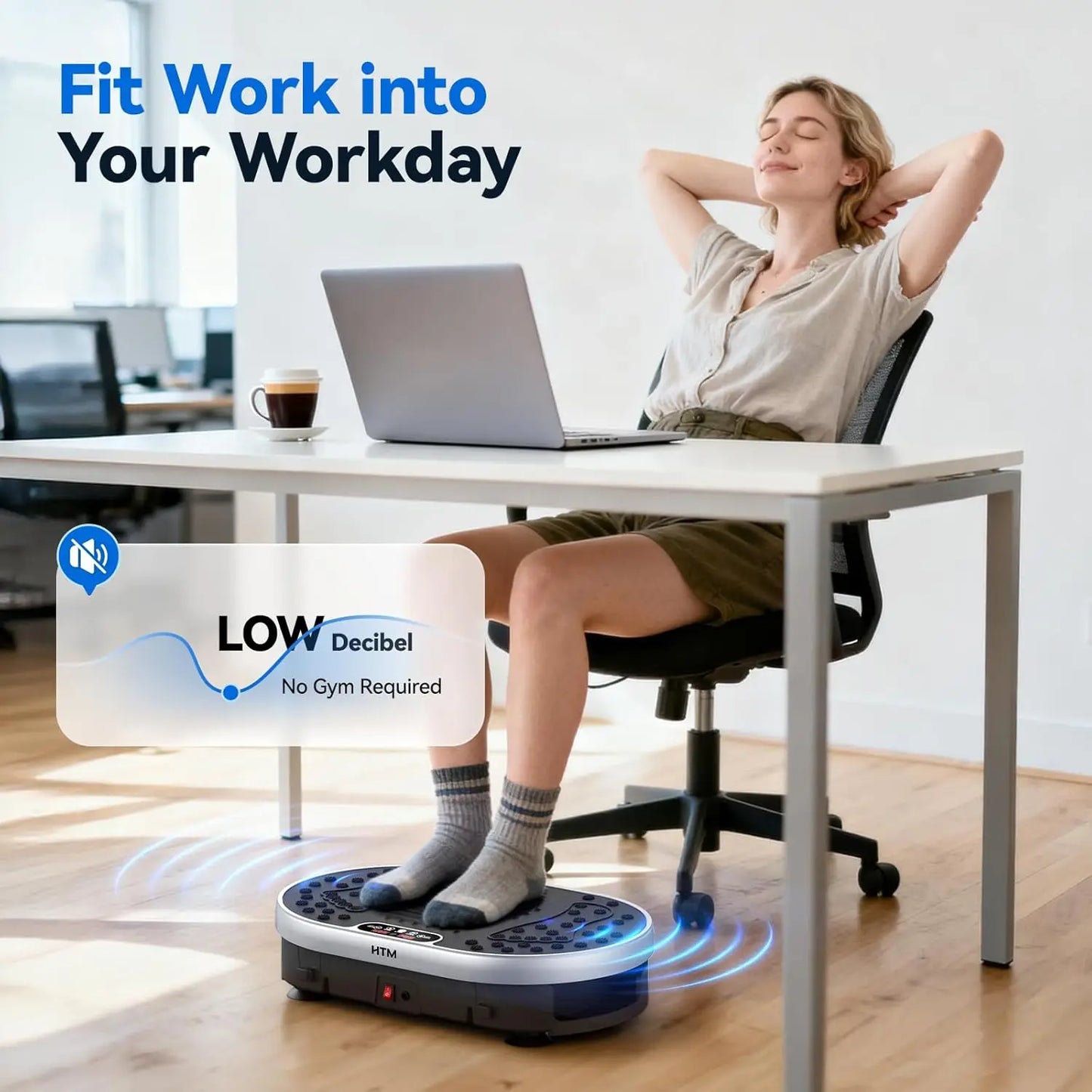 HTMM Vibration Plate Exercise Machine With 120 Speed Levels And 9 Programs